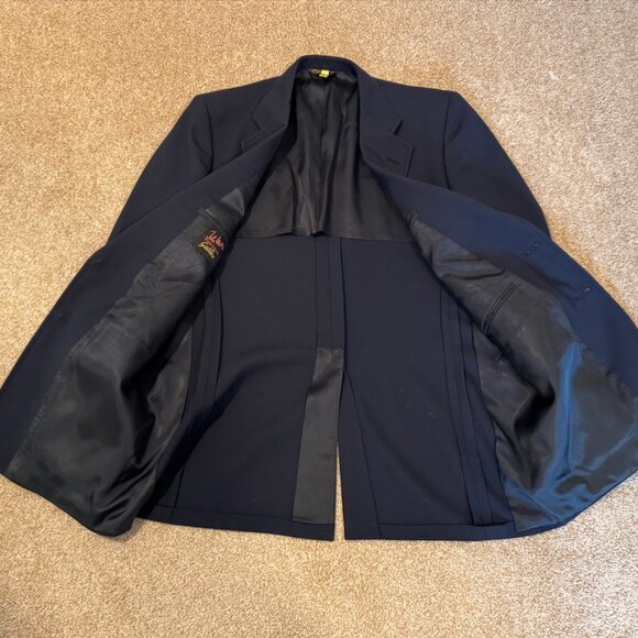Vintage Men's 44R John Weitz Navy Blue Sports Coat Suit Jacket Gold Buttons - Picture 3 of 4